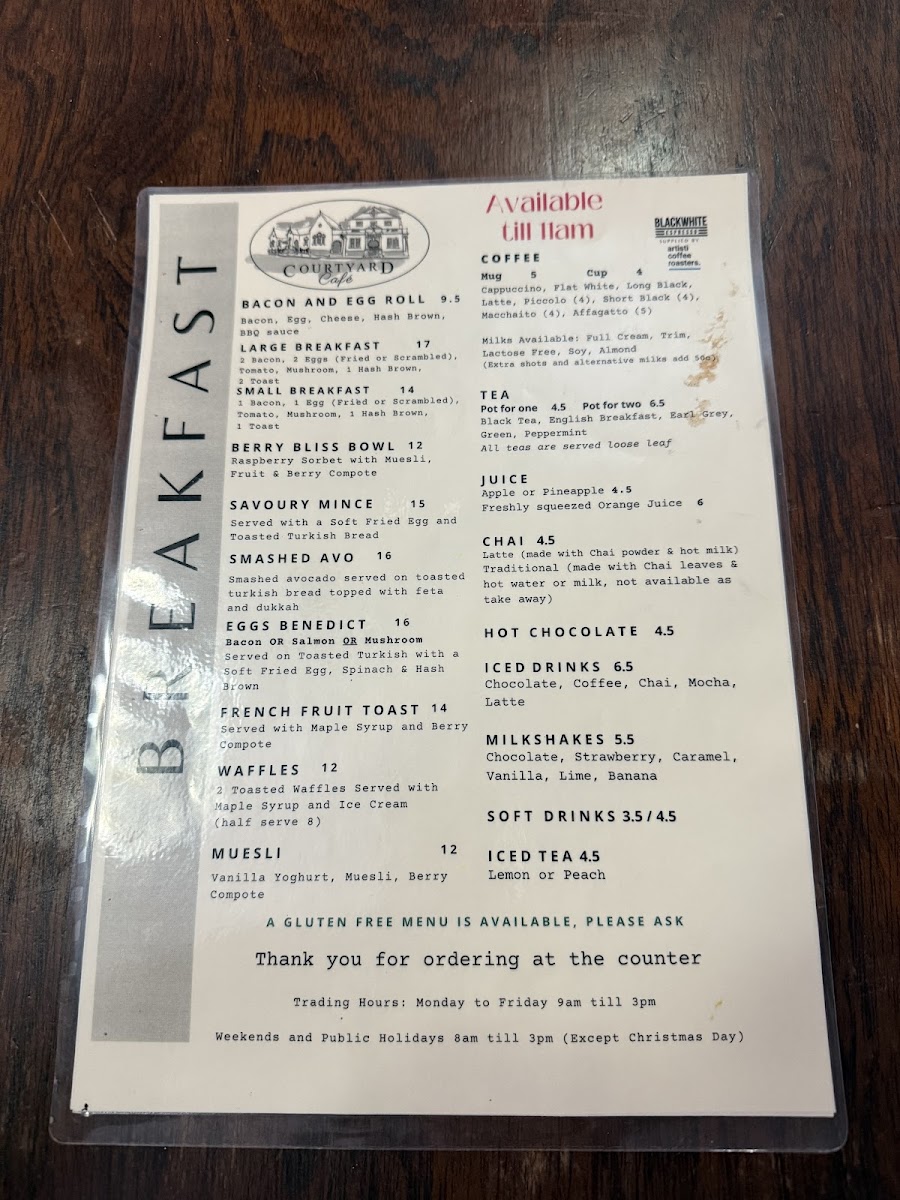 Menu The Courtyard Cafe-2